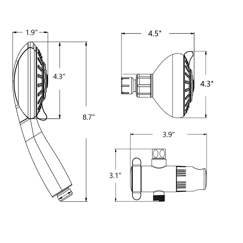 Ana Bath 4Inch 5Function Blue LED Multi Function Dual Shower Head